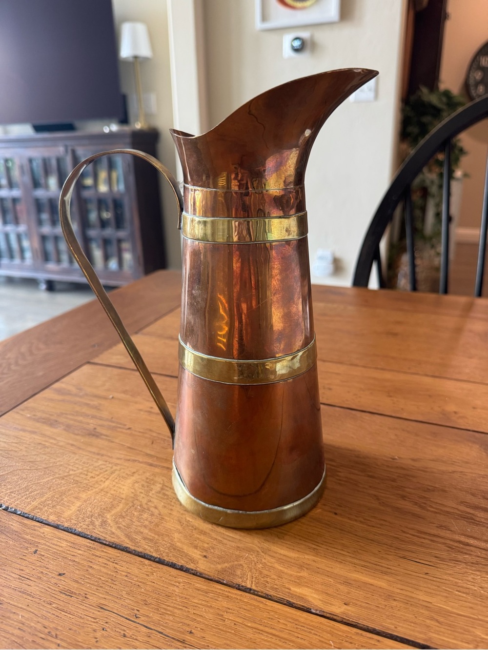 Vintage Copper and Brass Decorative Pitcher - Home Accents
